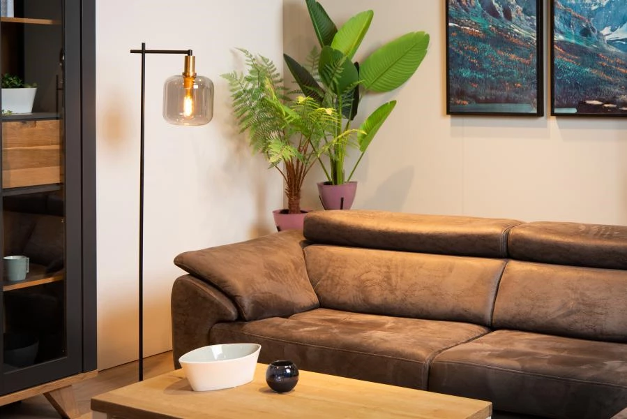 Lucide JOANET - Floor lamp - 1xE27 - Smoke Grey - atmosphere 1